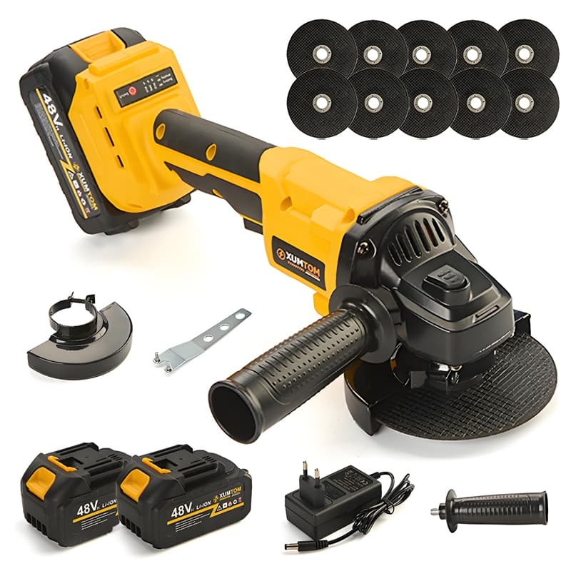 Esmerilhadeira Angular Brushless 48V - 110mm (4.1/2") 8500RPM Com 2 Baterias de Litio + 10 Lâminas