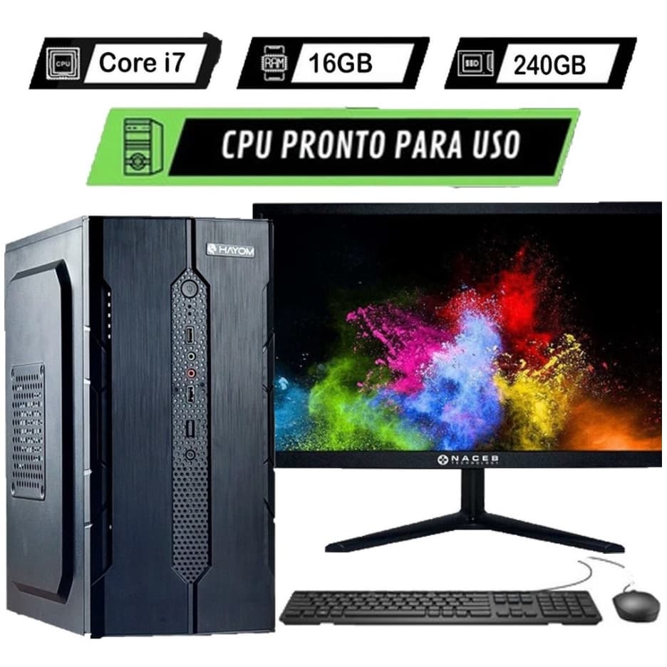 Computador Completo I7 + 16gb Memória + 240gb Ssd Monitor 19" + Windows 11 pro
