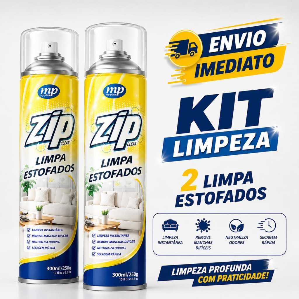 Espuma Spray Zip Clean Kit com 2 300ml Limpa a Seco Estofado, Banco de Carro Limpeza Profunda