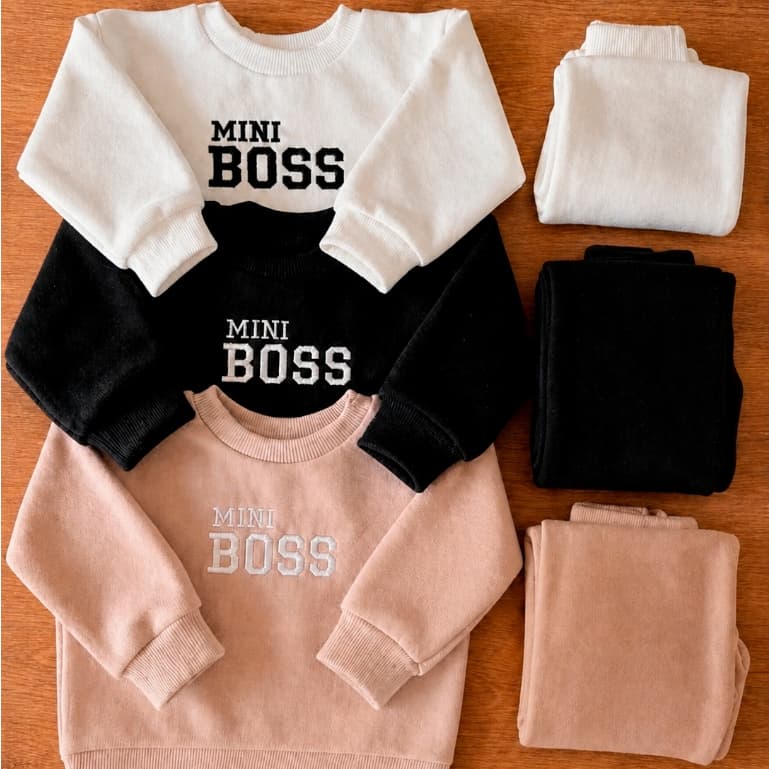 Conjunto Moletom bebê  Blusa + Calça Bordado Mini Boss