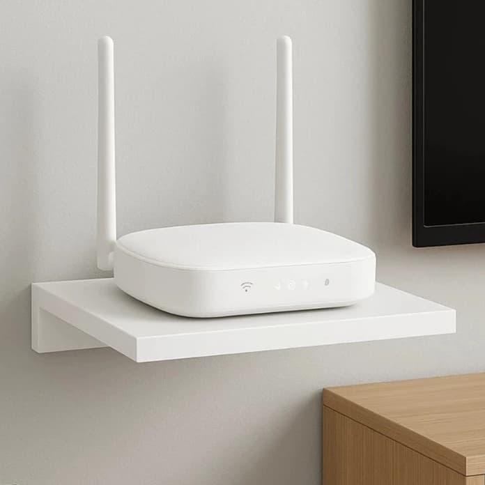 Prateleira Suporte Parede Roteador Modem MDF 24x20 Branco Parede Organizador Porta Modem