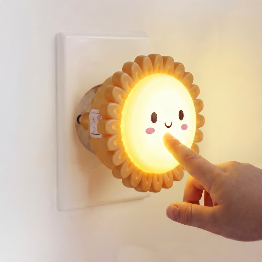 Luminária Noturna Flor LED 1W Bivolt Luz Suave Tomada Quarto Infantil Decoração
