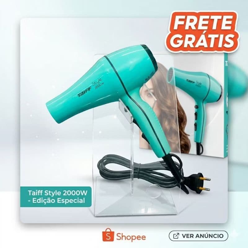 Secador de Cabelo Taiff Style 2000W Azul Tiffany - Potência de Profissional, Secagem Rápida e Motor Silencioso