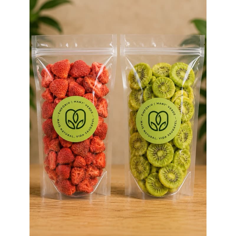 Chips de Morango + Kiwi Liofilizado ~ 250g ~ 400g | Crocante Natural | Snack Saudável