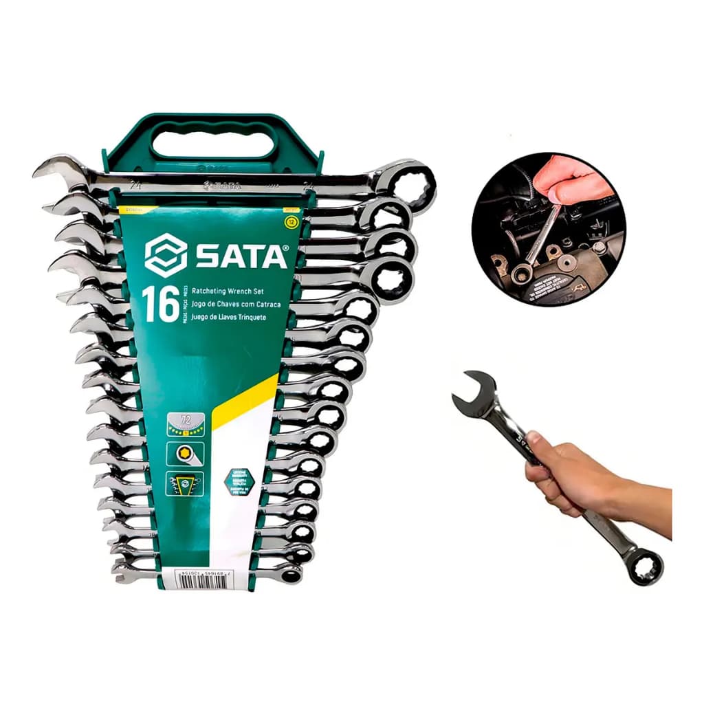 Jogo De Chave Combinada Catraca 8 A 24mm St08034l Sata