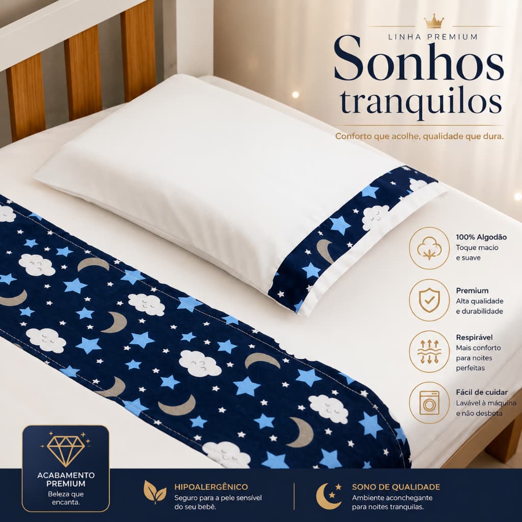 Conjunto Lençol Mini Berço, Berço Americano e Mini Cama Montessoriana  Enxoval Algodão Antialérgico