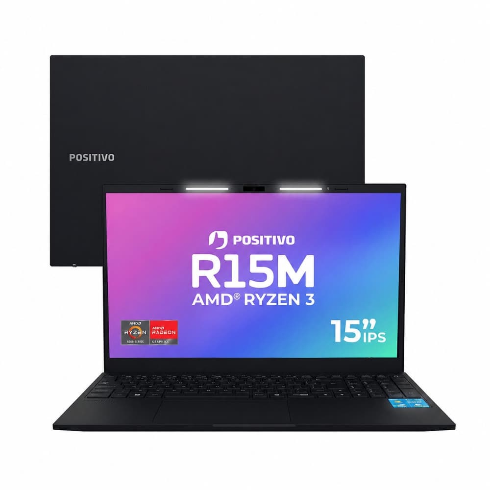 Notebook Positivo Vision R15M AMD Ryzen 3-7330U Linux 8GB RAM 256GB SSD Wi-Fi 6 Tela 15” IPS - Preto