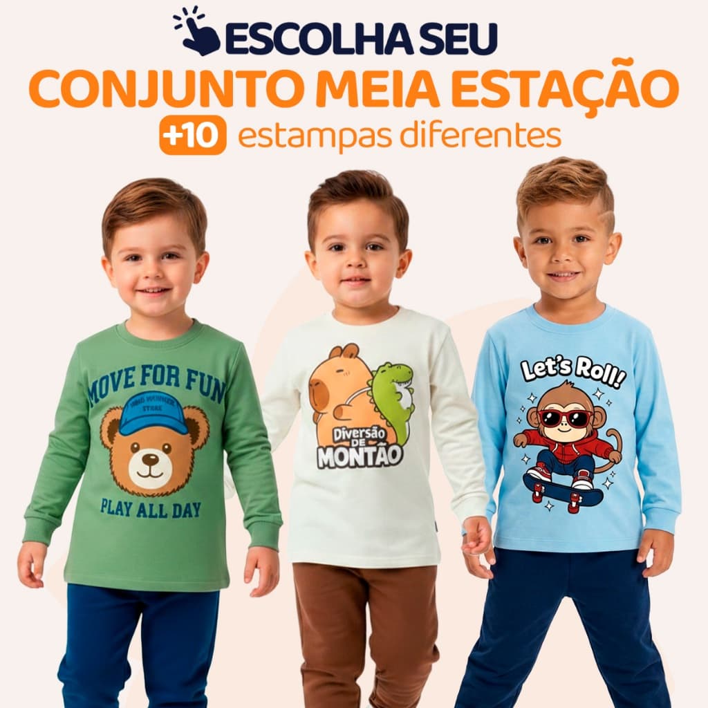 Conjunto, Meia Estação, Infantil, Menino, Camisa, Manga Longa, Calça, Moletom, Roupa de Frio, Criança, Masculino. L08