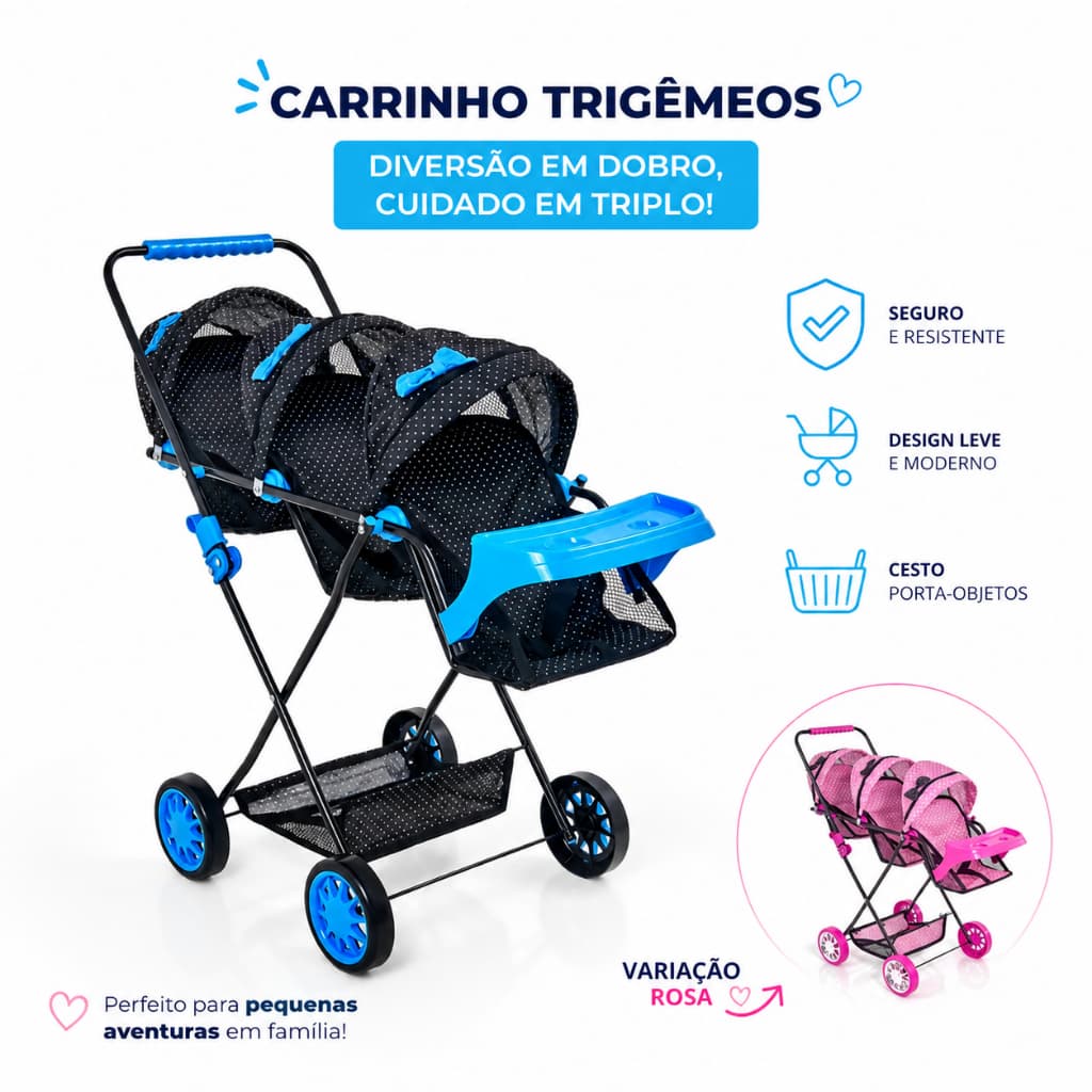 Carrinho De Boneca Grande Para Criança Infantil Bonecas Crianças Brincar Veiculo Brinquedo Carro Luxo Em Ferro Oferta