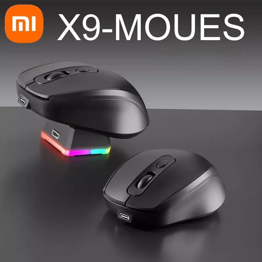 Mouse sem fio Bluetooth universal para notebook, recarregável, modo duplo, silencioso, com base de carregamento