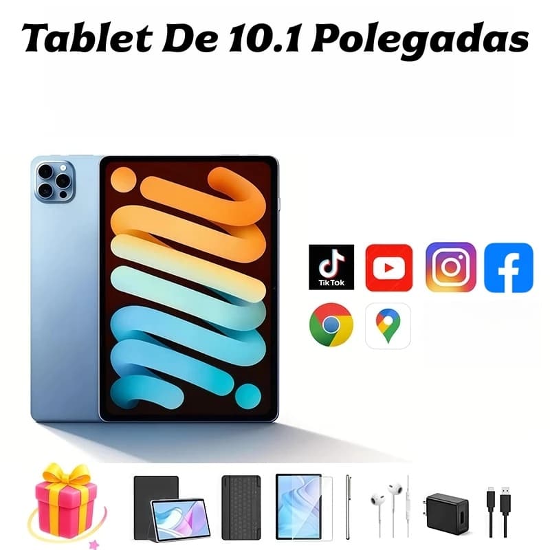 Tablet 128GB Memoria + 6GB RAM Android 13 com tela IPS de 10,1 polegadas e capa de couro com teclado VIVA