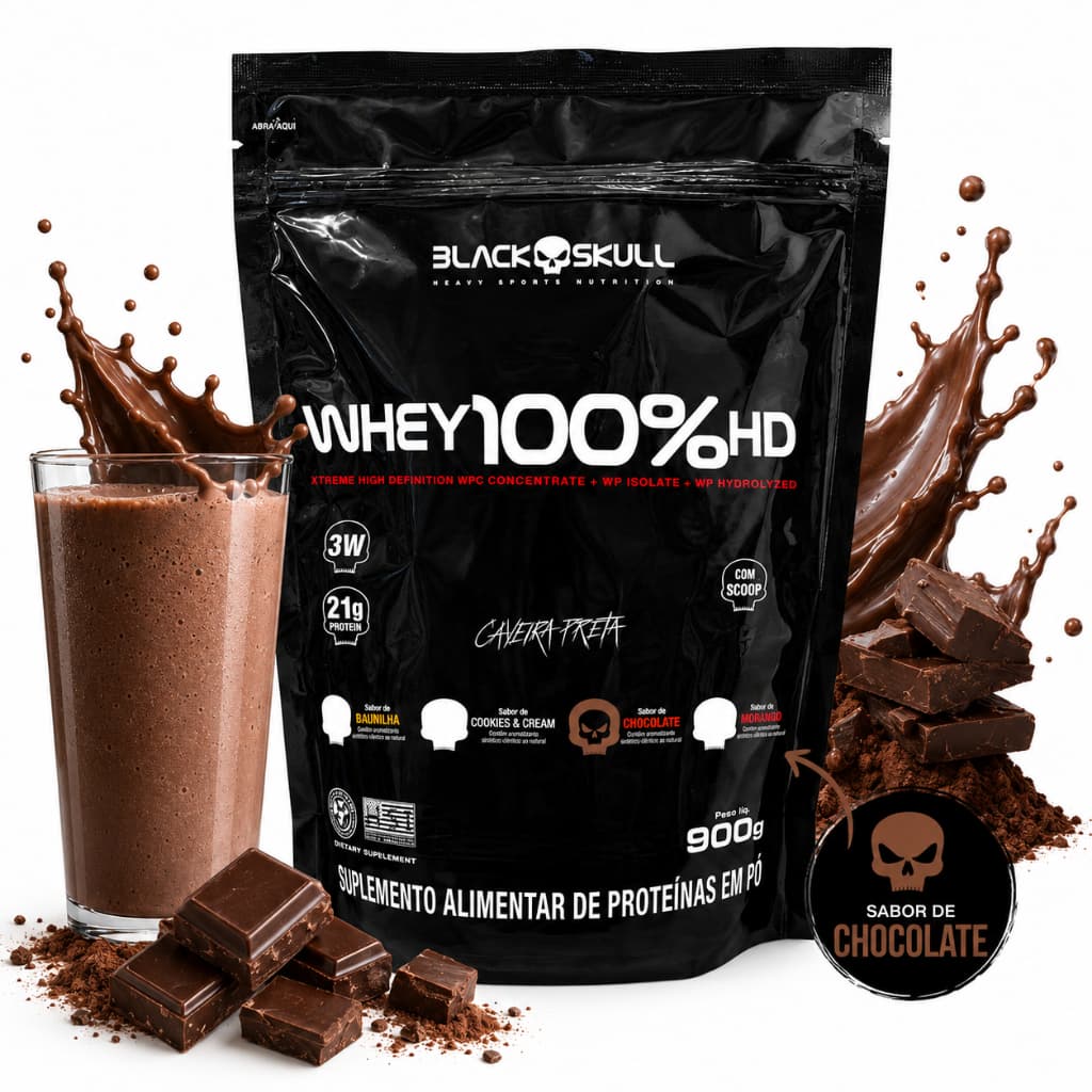 Whey Protein Black Skull 100% HD 900g Chocolate Original