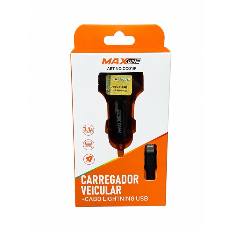 Carregador Veicular + Cabo Lightning USB IOS