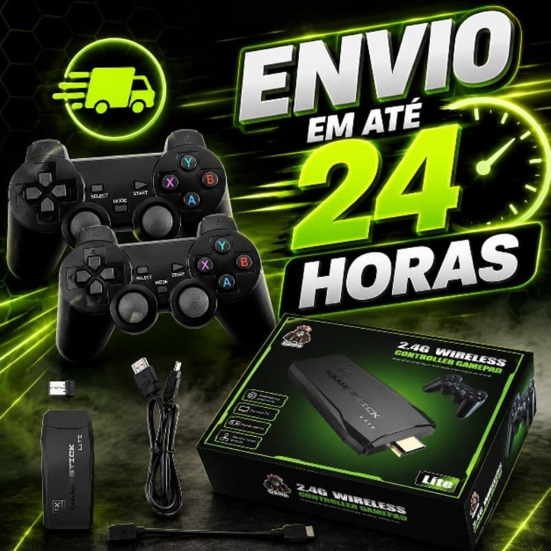 Vídeogame - Game Stick 20 Mil Jogos 2 controles