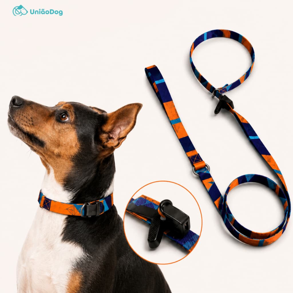 Guia Unificada Cachorro UniãoDog com Trava Segurança Pet Coleira Adestramento Anti-Puxão