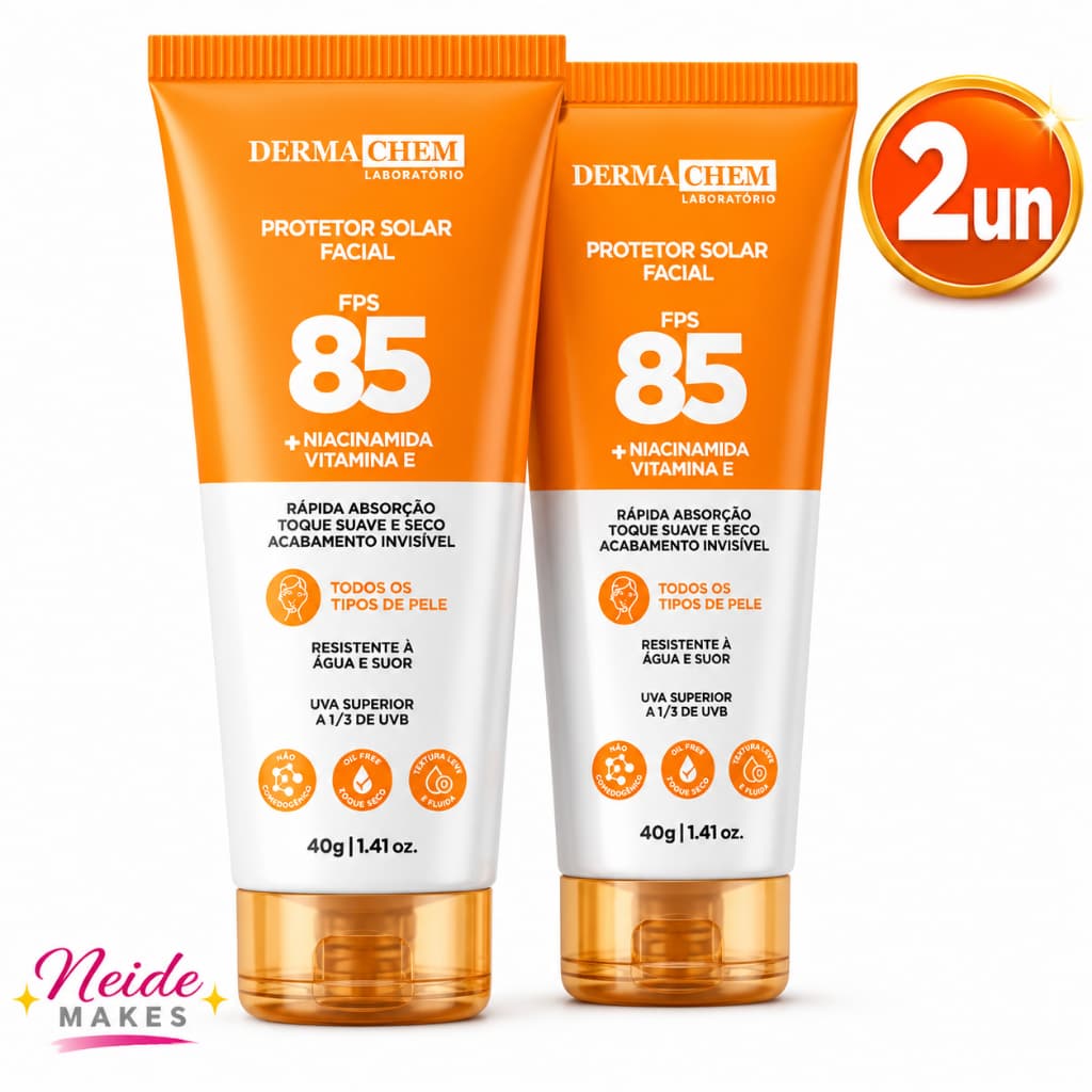 Kit 2 Protetor Solar Rosto fps 85 Toque Seco Rápida Absorção Toque Suave Dermachem