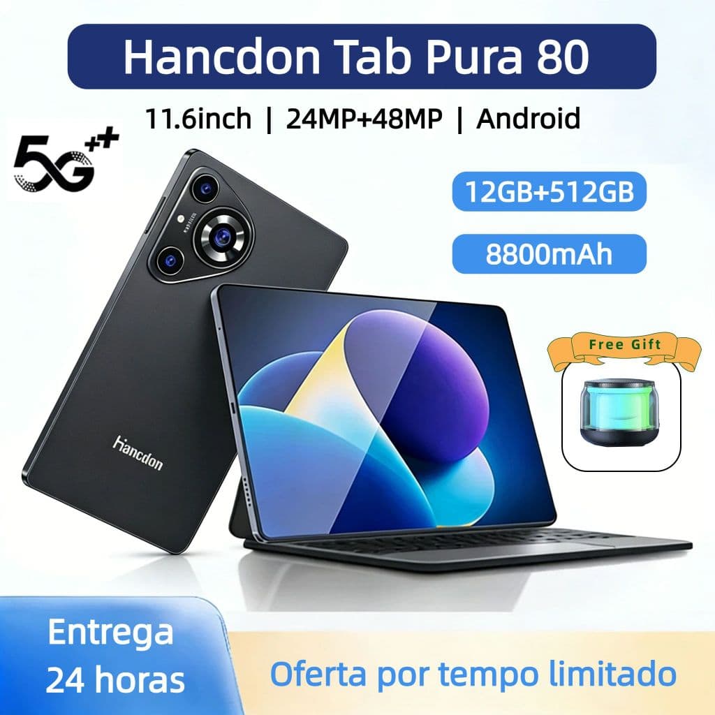 【Teclado + Mouse Grátis】 Tablet Pura80 11,6 polegadas 12GB+512GB Bateria de 8800 mAh Tablet Android 5G