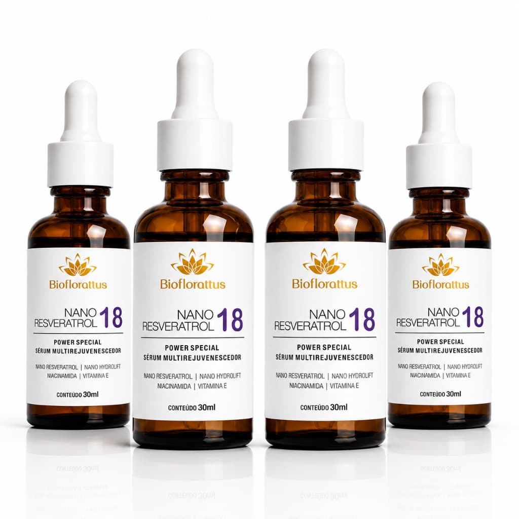 Kit 4 Sérum Facial Resveratrol e Niacinamida Rejuvenescedor Facial Anti-Idade Bioflorattus