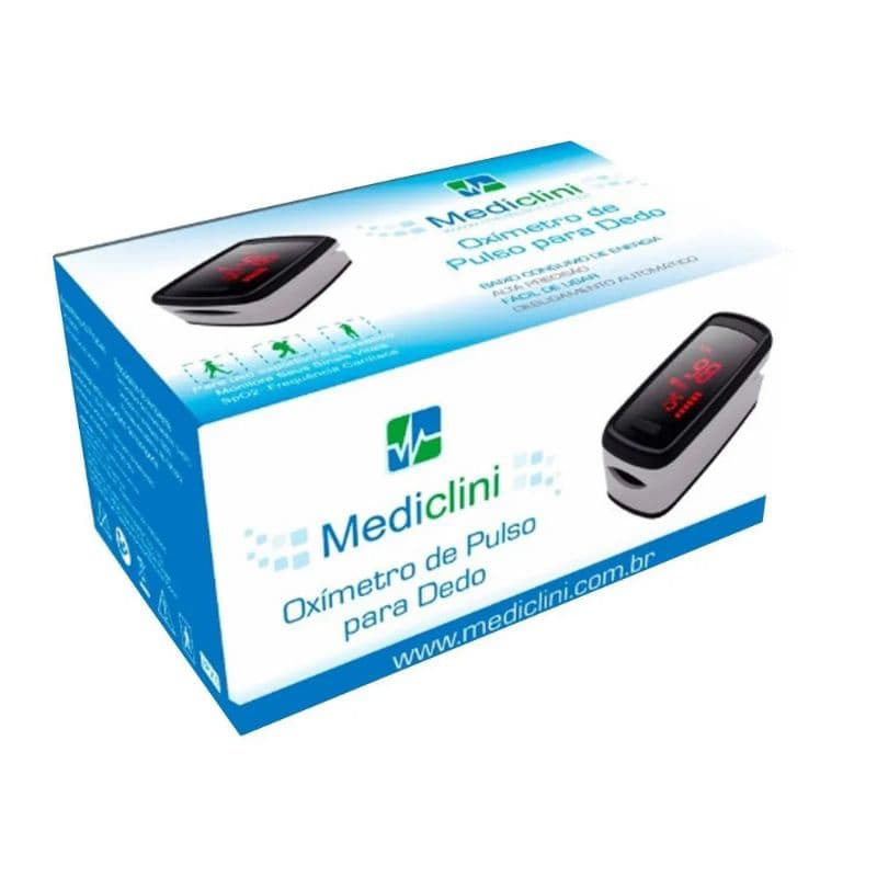 Oxímetro De Pulso Para Dedo Mediclini AS302L Medidor SpO2 E Frequência Cardíaca