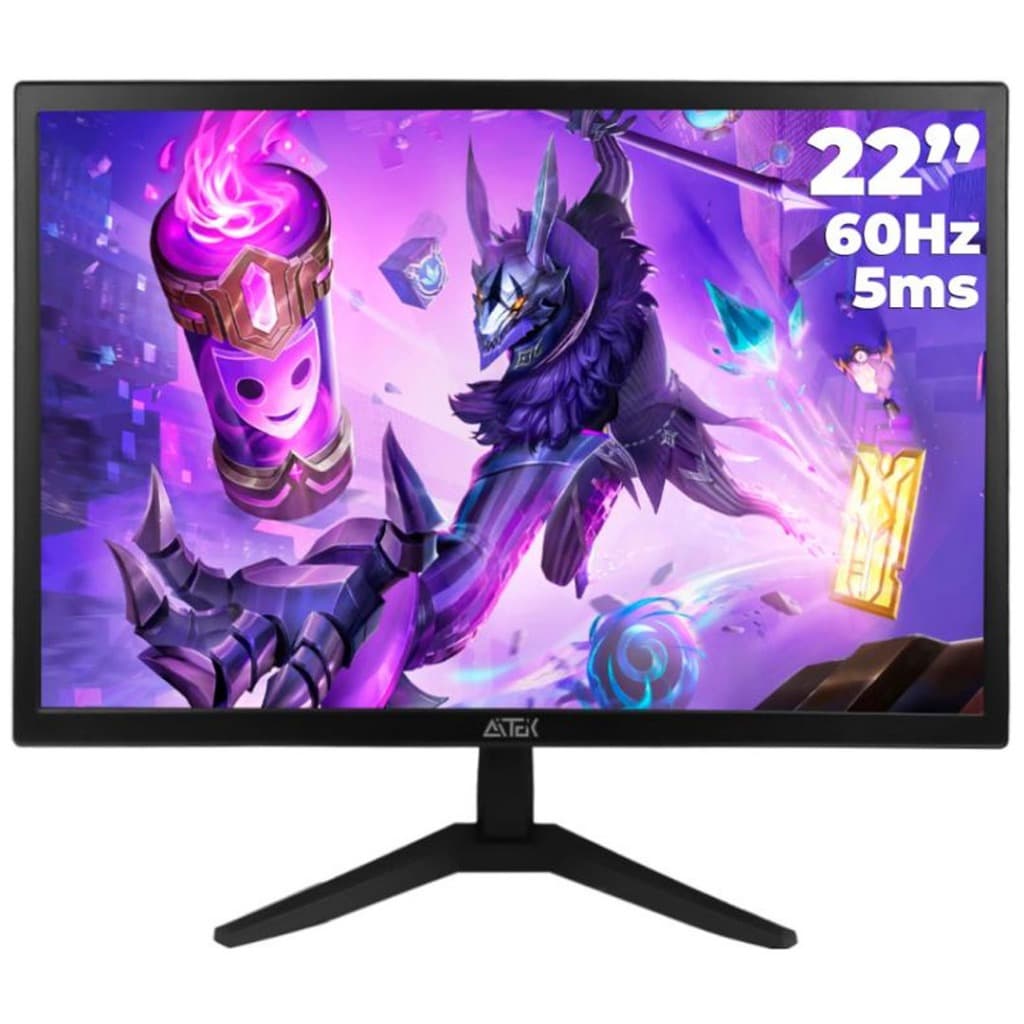 Monitor Gamer Aitek Com Tela De 22" 60hz E Resolução Full Hd