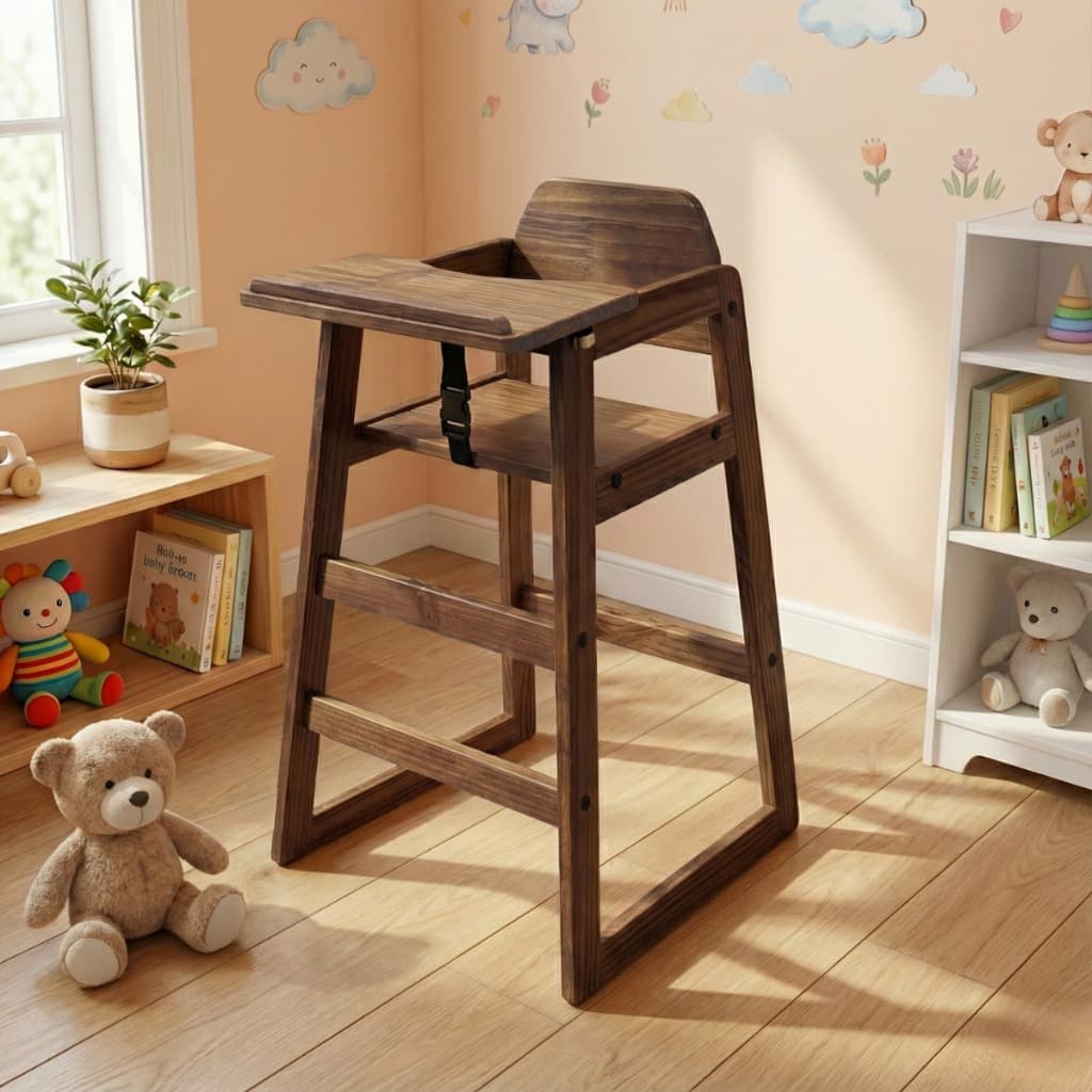 Cadeira Bebe Infantil Criança Madeira Maciça Pinus Restaurante Refeição Alimentação Cadeirão Papinha