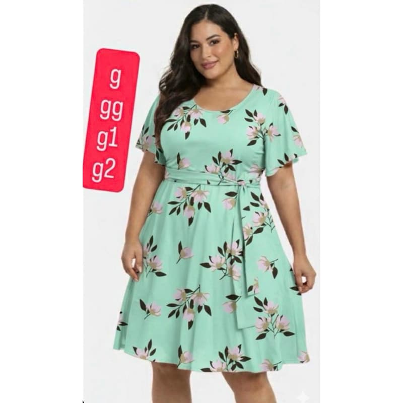 vestido rodado plus size manga fler suplex digital g gg g1 g2 44/46/48/50/52