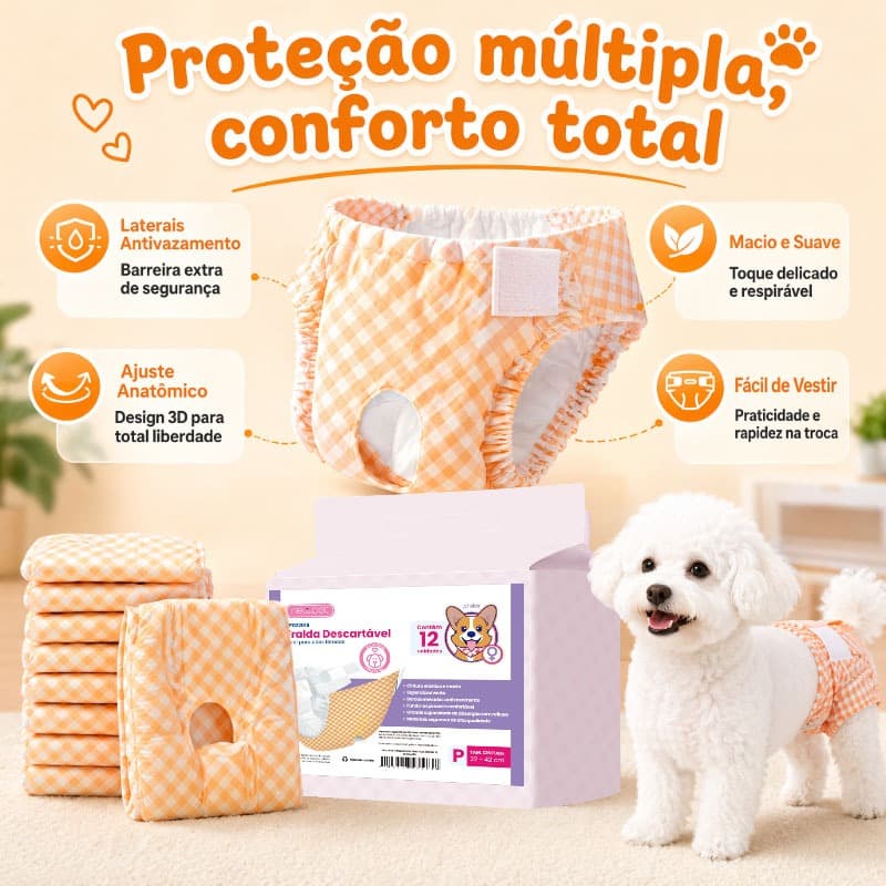 Newpet Fralda Descartável para Cachorra Fêmea Anti-Vazamento Cuidado do Cio Tamanhos P M G