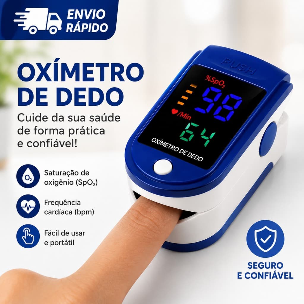 OXÍMETRO DE PULSO DIGITAL DE DEDO | MEDIDOR DE SATURAÇÃO E FREQUÊNCIA CARDÍACA