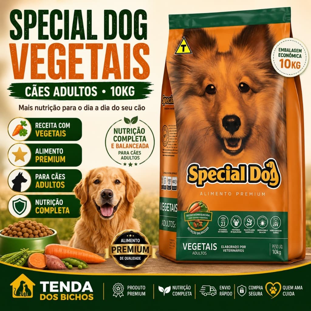 Ração Special Dog Vegetais Para Cachorro Adulto 10kg Premium Custo Benefício