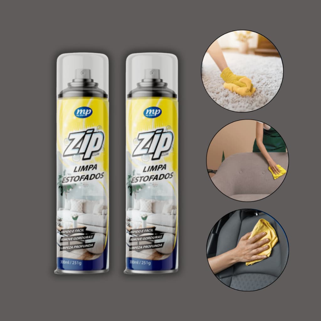 Kit c/ 2 Espuma Limpa Estofado, Banco de Carro, Tapetes, Colchões Zip 300ml - My Place