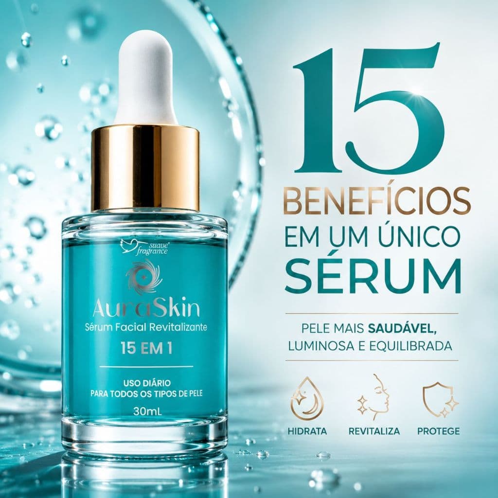 Sérum Facial 15 em 1 Anti-Idade Hidratante Clareador Poros Oleosidade Skincare 30ml