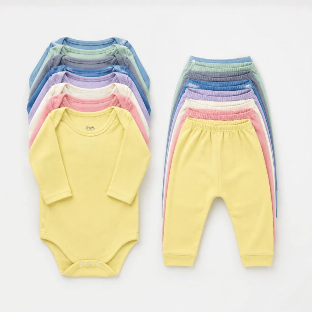 Kit 10 Peças Enxoval Infantil Roupa de Bebê Body Manga Longa e Mijão Canelado Menino Menina
