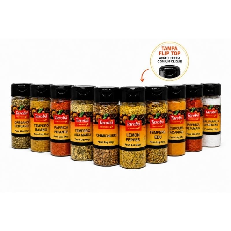 Kit 10 Temperos Chimichurri Lemon Pepper Cúrcuma Baiano Páprica Defumada Ana Maria Pote Até 130 gramas
