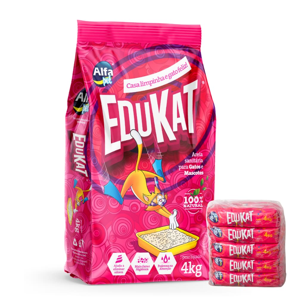 Kit Fardo Fechado Areia Sanitária Higiênica para Gatos EduKat Argila 100% Natural Alta Absorção