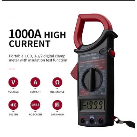 Alicate Amperímetro Digital 1000A Multímetro Profissional AC LCD Voltímetro Ohmímetro Data Hold Buzzer