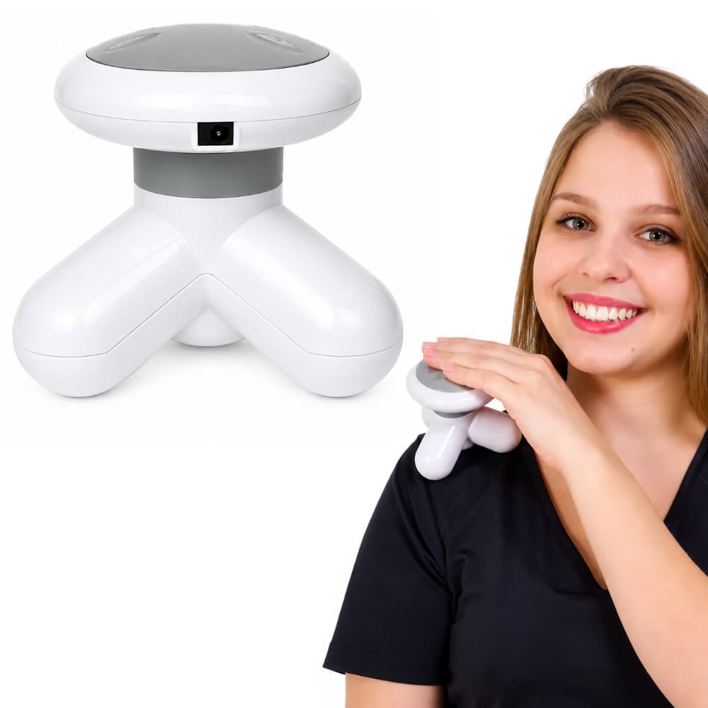 Mini Massageador Portátil Elétrico USB ou Pilhas AAA Relaxante Corporal 3 Pontas Alívio Muscular
