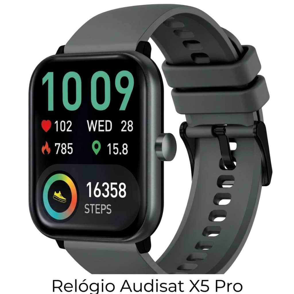 Relógio Smartwatch Audisat X5 Pro Relógio Inteligente 1.83 Tela HD Faz Recebe Chamadas Monitor Cardíaco Esportivo IP68
