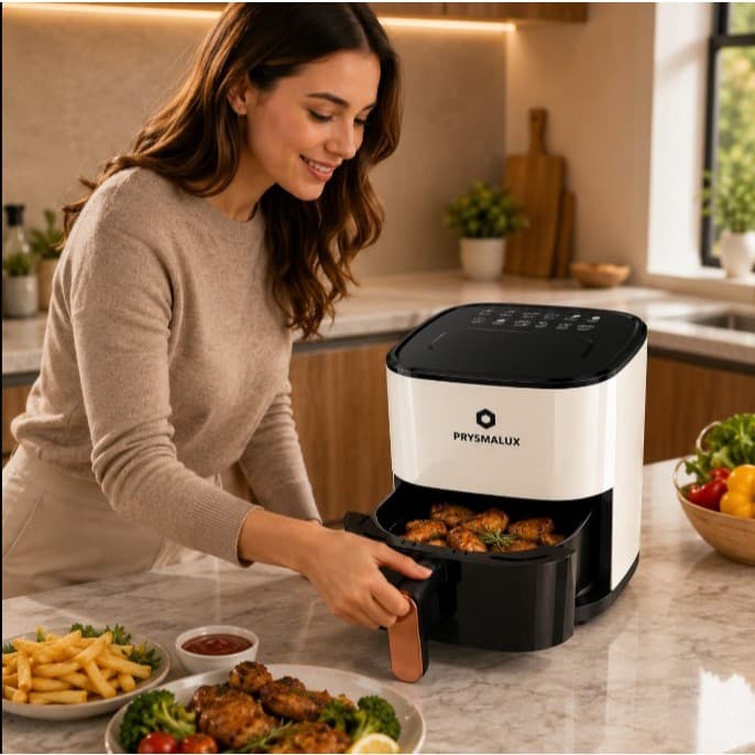 Air Frayer Prysmalux 8Qt Grande Fritadeira Sem Óleo Com Cesto Removível