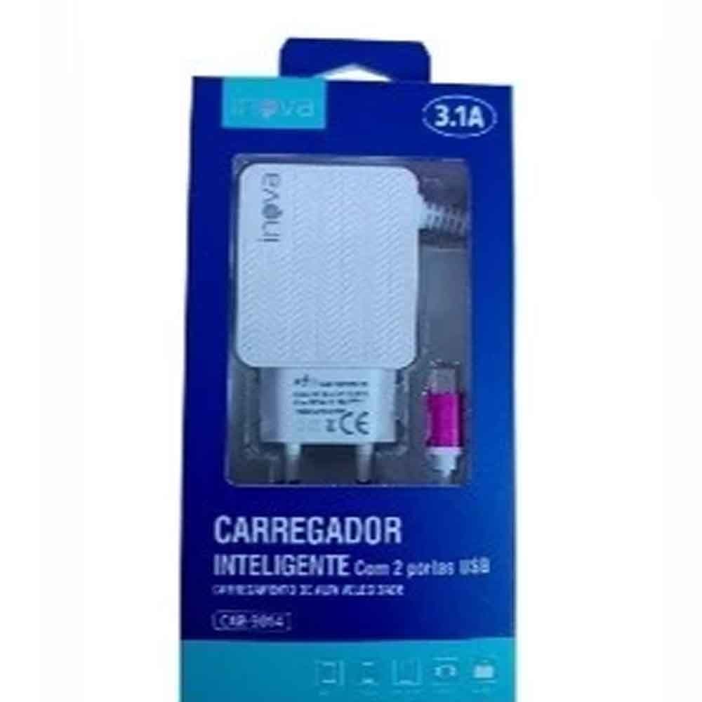 Kit 150 pcs Carregador Celular Rápido 3.1a Entrada v8/iphone 2 USB Inova atacado