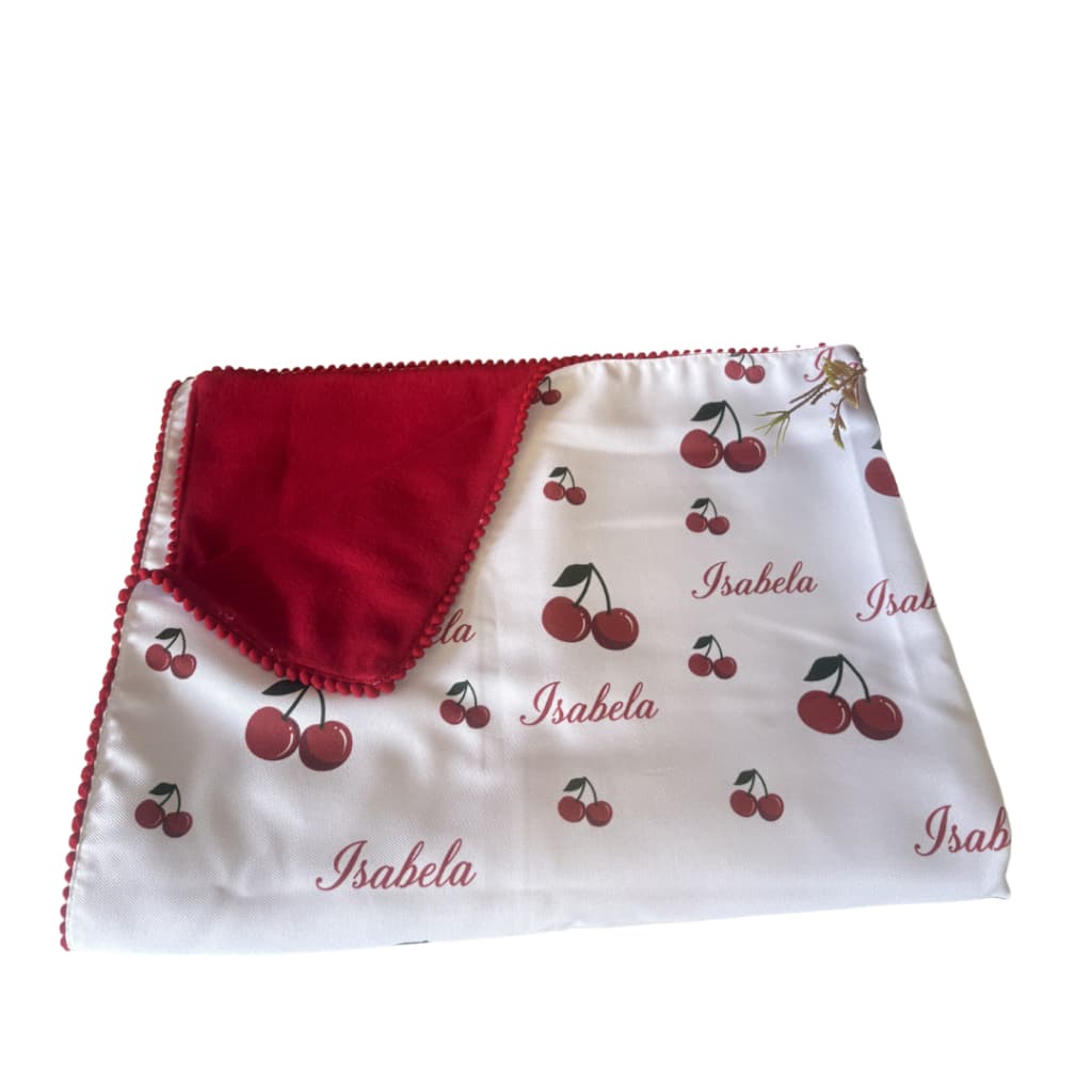 Manta Personalizada Com Nome | para bebe |  Menina Menino  Enxoval Bebê| Acabamento em Pompom bolinha