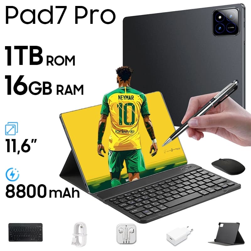11,6 HD Tablet PC PAD 7 Pro 5G 2SIM+WiFi 16GB+512GB Android 15