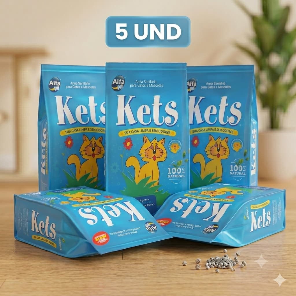 Kit Areia Sanitária Higiênica para Gatos Kets Fardo Fechado Argila Alta Absorção