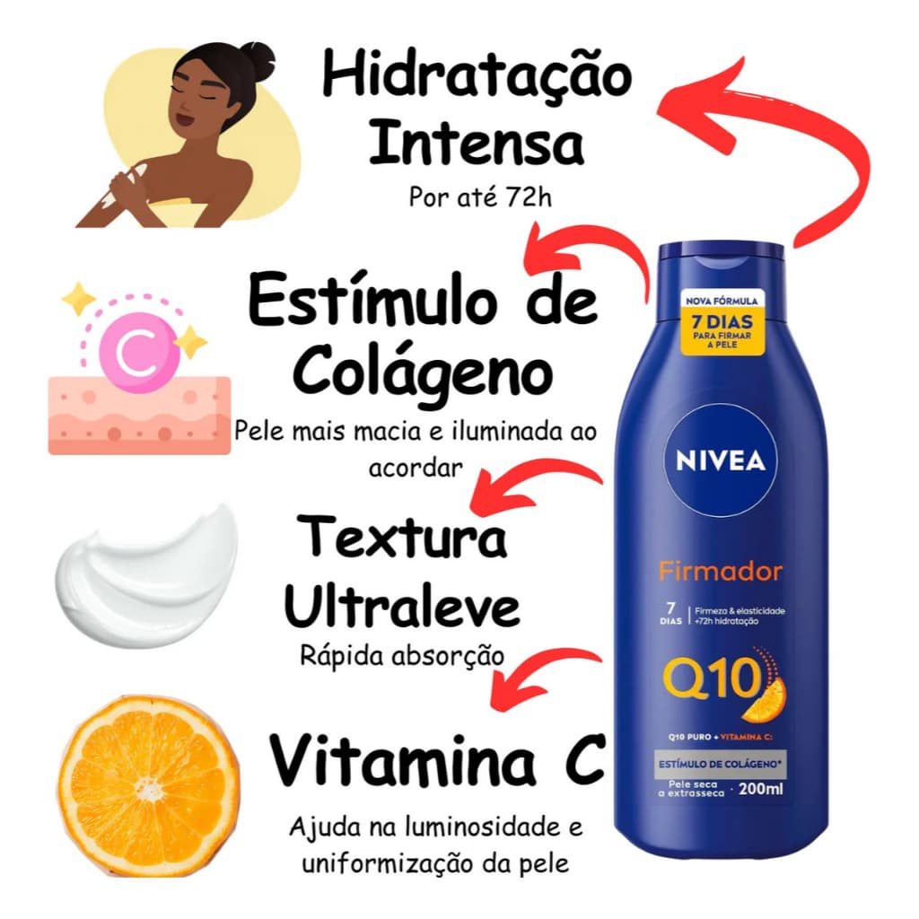 Nivea Hidratante Firmador Q10 Vitamina C Pele Seca 200ml