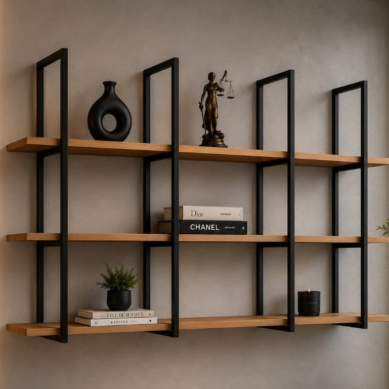 Suporte Para Prateleira Tripla Estilo Industrial Parede ou Teto Moderno 4 Unidades