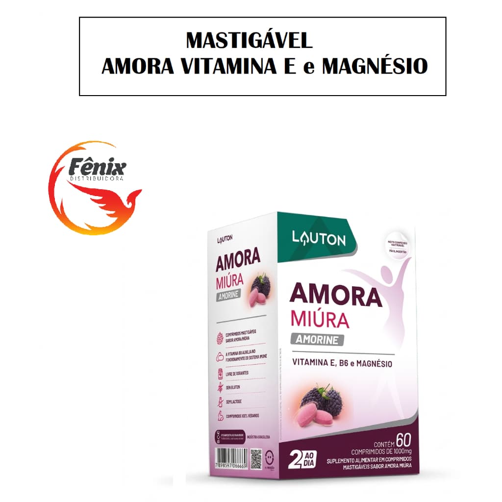 Suplemento Alimentar Amora Miúra Vitamina E e Magnésio 60 Comprimidos 1000mg - Mulheres Pós 40 Anos