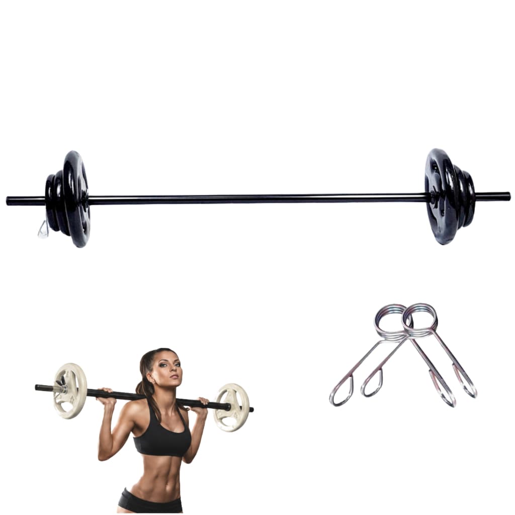 Kit Barra Pump 120cm + Presilhas Variação de Peso de Anilhas Emborrachadas Treino Academia