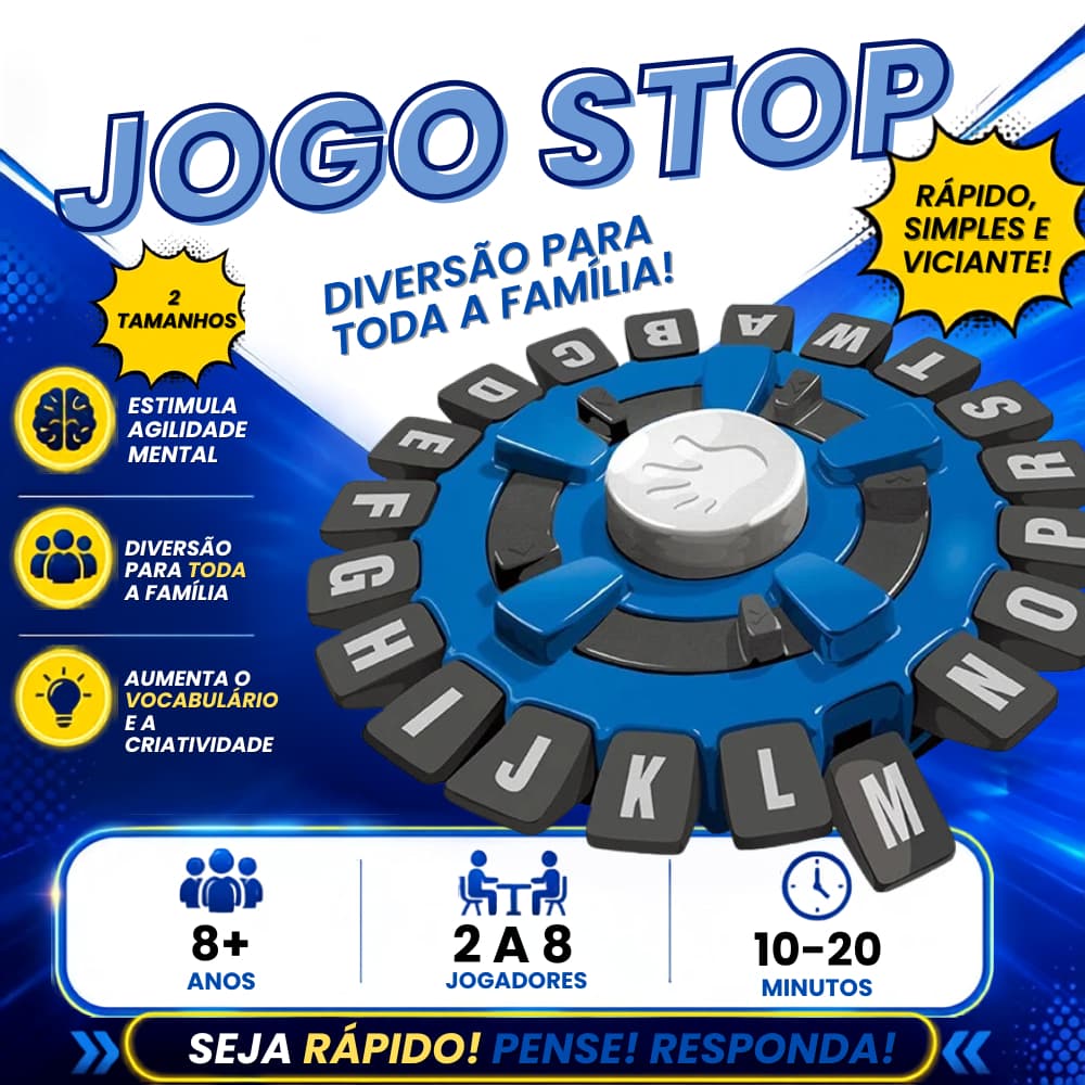 Jogo Stop Jogo de tabuleiro Diversão, Raciocínio Rápido e Desafio em Família Brinquedo