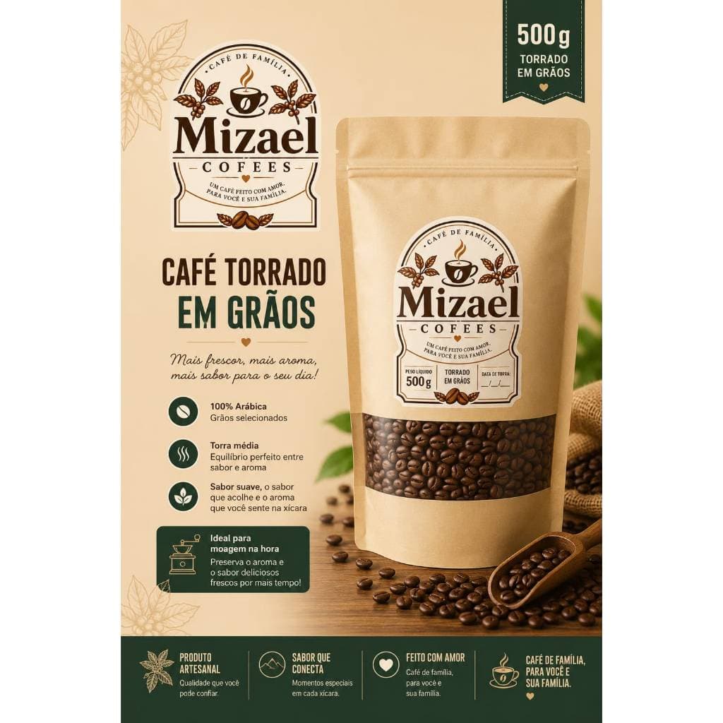 ☕ MIZAEL CAFÉ ESPECIAL 500 GRAMAS TORRADO EM GRÃOS | 100% ARÁBICA | TORRA FRESCA |CAFÉ GOURMET DE ALTA QUALIDADE