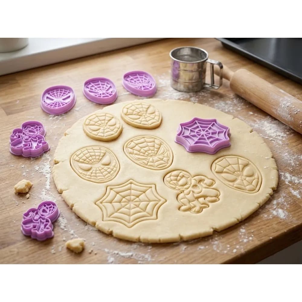 Kit com 6 Cortadores Homem-Aranha | Biscoitos | Cookies | Pasta Americana | Massinha de Modelar