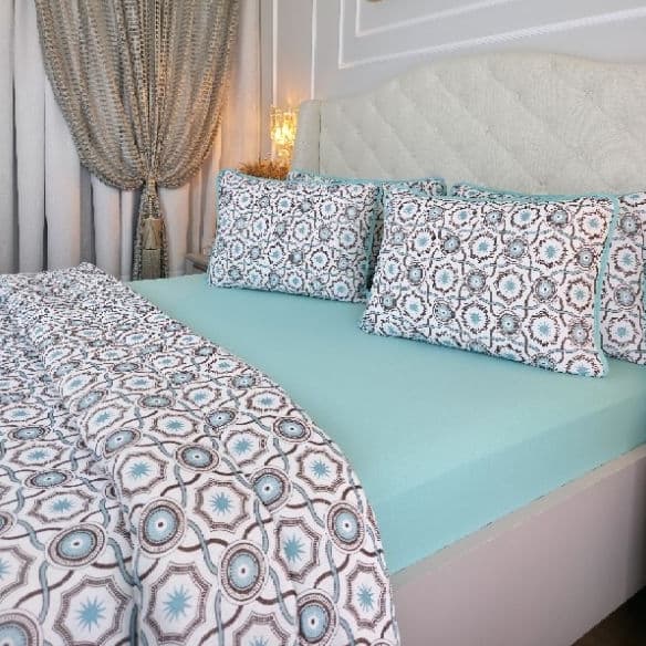 Jogo de cama Casal Trento Malha 100% Algodão 1,38m X 1,88m X 30cm Linha 120g